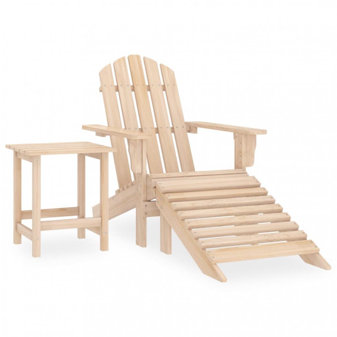 Chunhelife - Chaise de jardin Adirondack avec repose-pied et table Sapin - Ensembles canapés et fauteuils