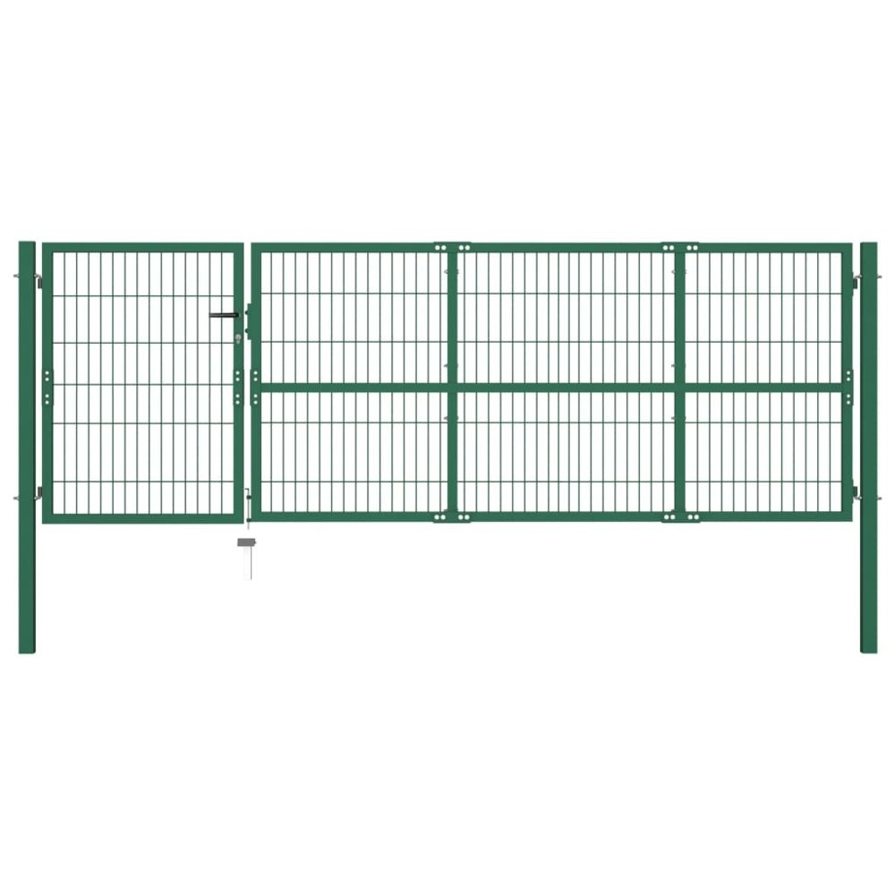 Uco - UCO Portail de clôture de jardin avec poteaux 350x100 cm Acier Vert - Portillon