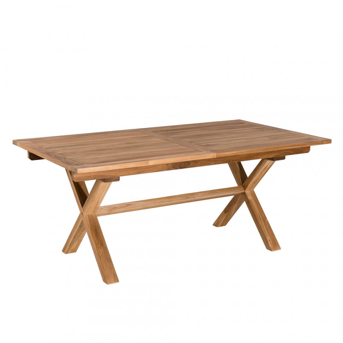 MACABANE - Table rectangulaire extensible pieds croisés en teck massif - Teck - Tables de jardin