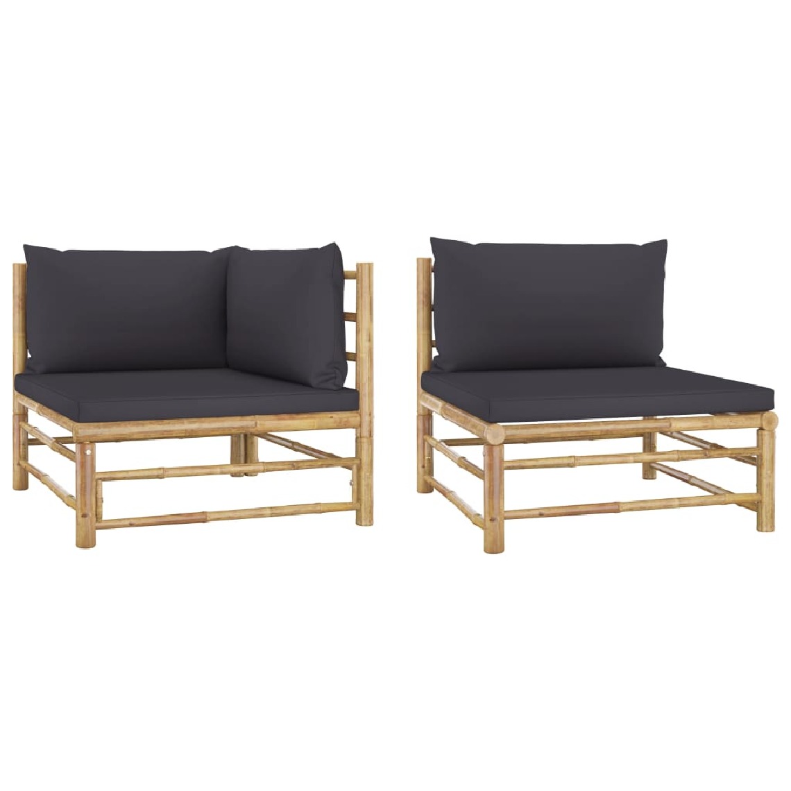 Vidaxl - vidaXL Salon de jardin 2 pcs avec coussins gris foncé Bambou - Ensembles canapés et fauteuils