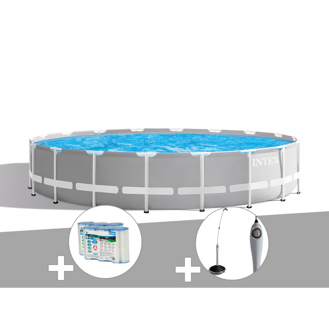 Intex - Kit piscine tubulaire Intex Prism Frame ronde 6,10 x 1,32 m + 6 cartouches de filtration + Douche solaire - Piscine Tubulaire