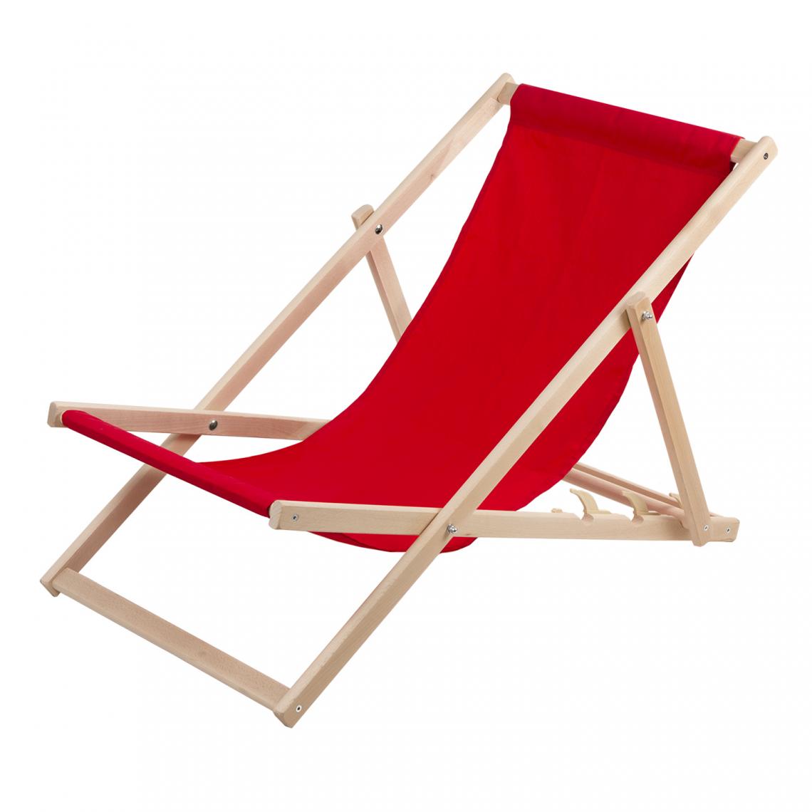 Sans Marque - Chaise longue Wood Ok confortable en bois rouge, idéale pour la plage, le balcon, la terrasse - Transats, chaises longues