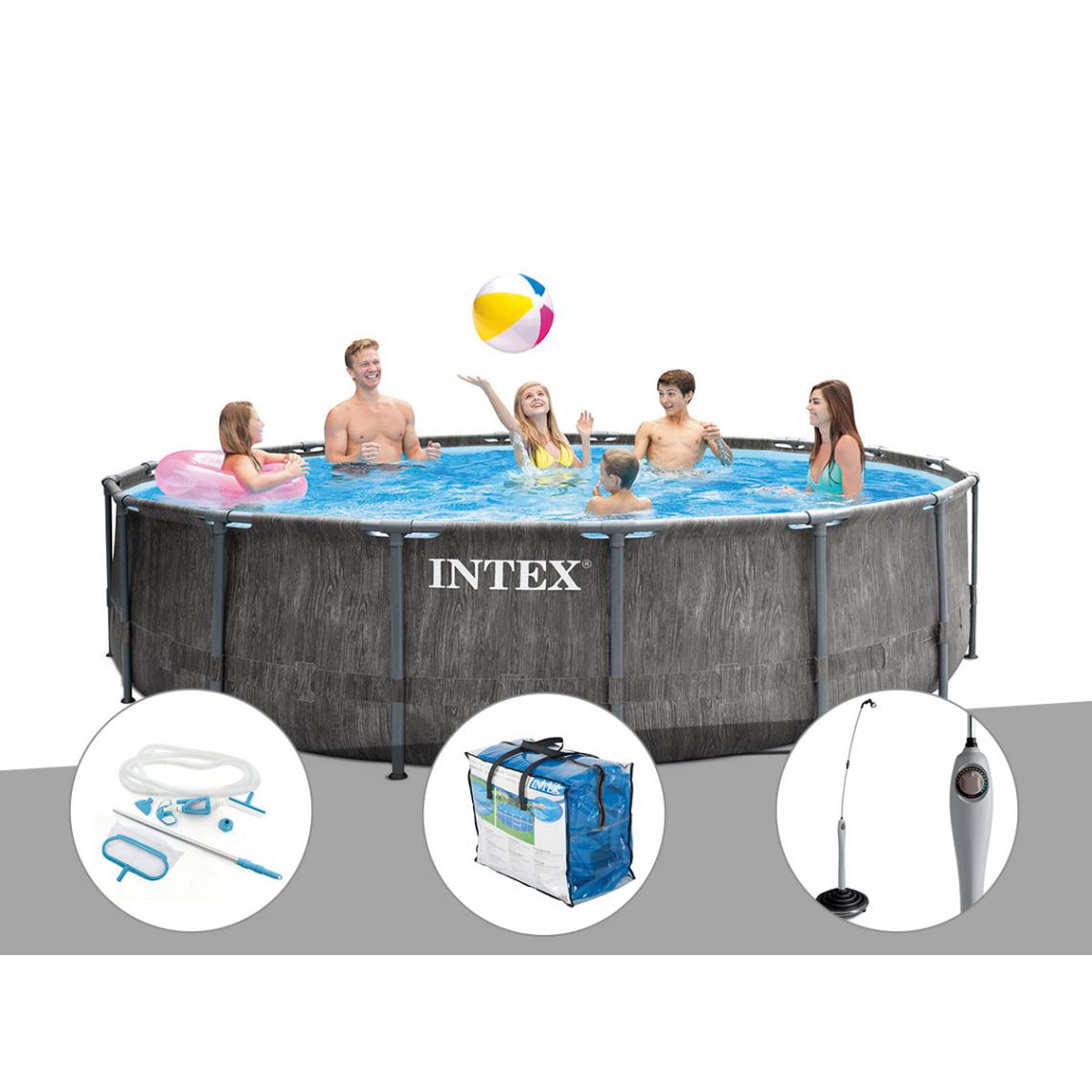 Intex - Kit piscine tubulaire Intex Baltik ronde 5,49 x 1,22 m + Kit d'entretien + Bâche à bulles + Douche solaire - Piscine Tubulaire