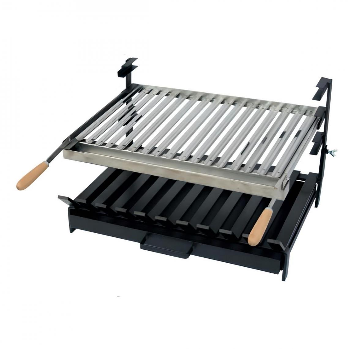 Visiodirect - Grille à rôtir avec tiroir et récupérateur de graisse en Inox coloris Noir -50 x 45 x 40cm - Accessoires barbecue