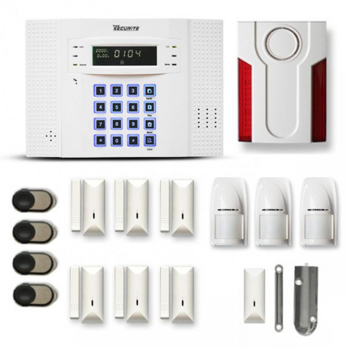 Tike Securite - Alarme Maison Sans Fil DNB37 Compatible Box internet et GSM - Alarme connectée