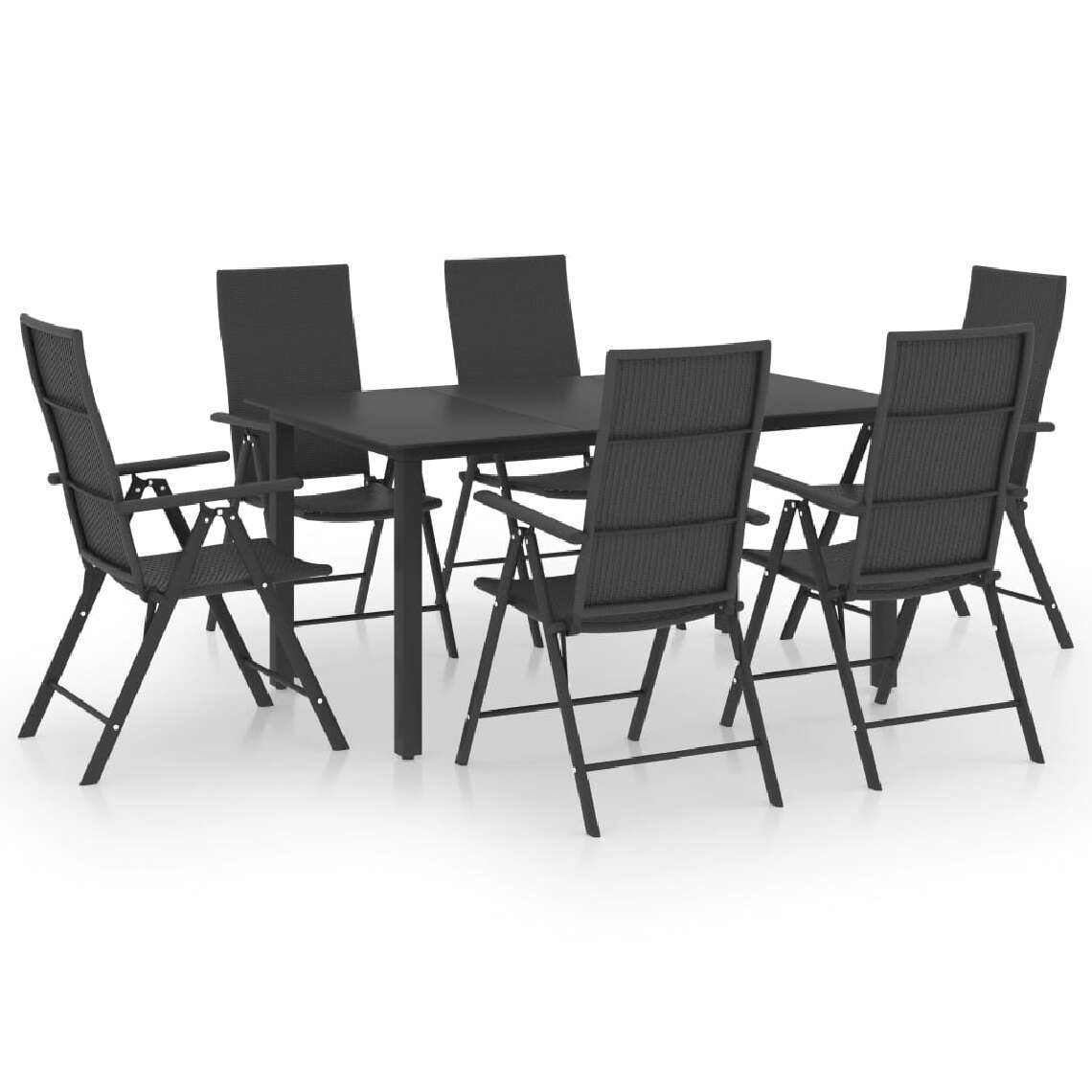 Vidaxl - vidaXL Ensemble de salle à manger de jardin 7 pcs Noir - Ensembles canapés et fauteuils