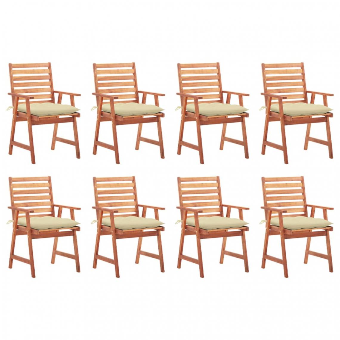 Vidaxl - vidaXL Chaises à dîner d'extérieur 8 pcs avec coussins Acacia massif - Chaises de jardin