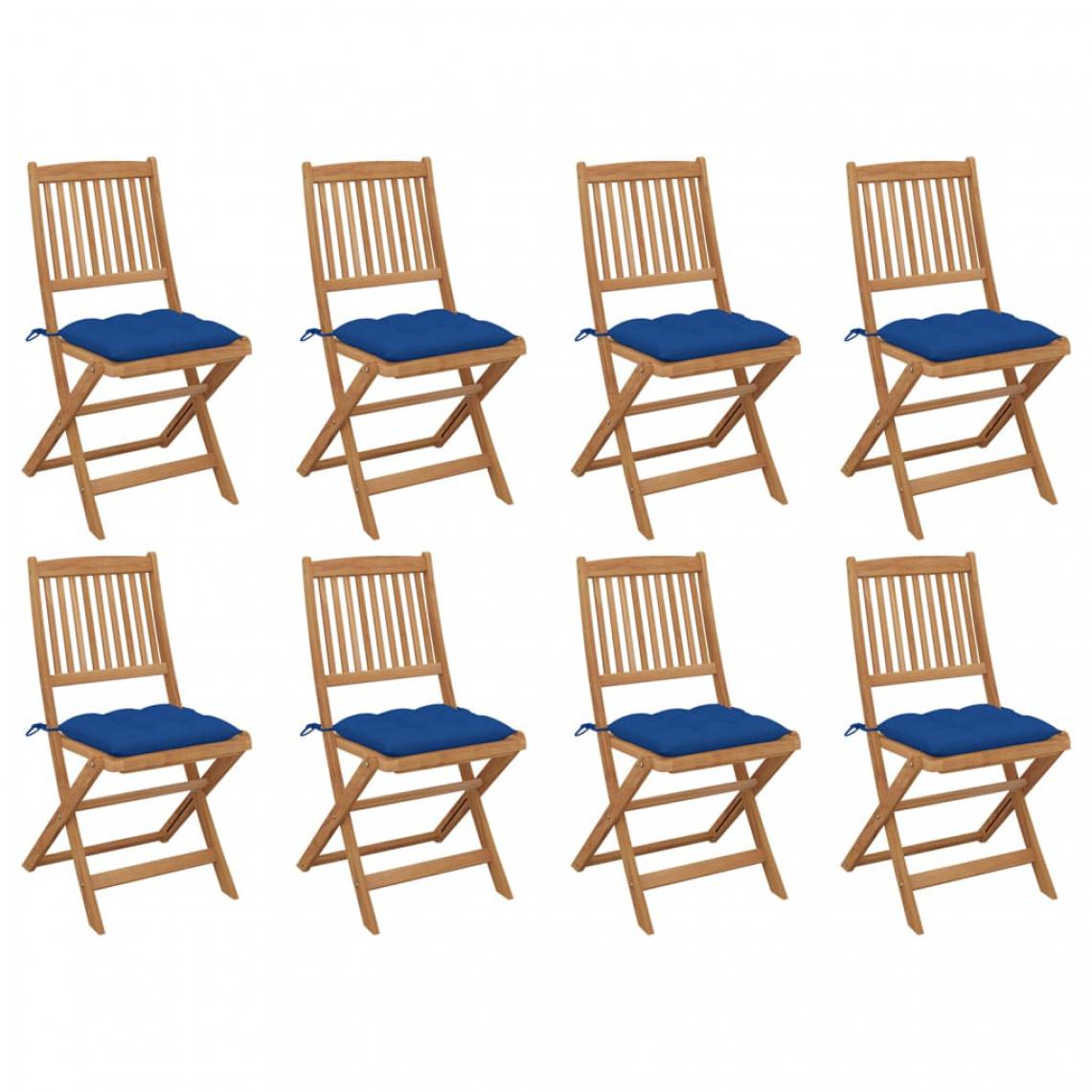 Vidaxl - vidaXL Chaises pliables d'extérieur avec coussins 8 pcs Bois d'acacia - Chaises de jardin