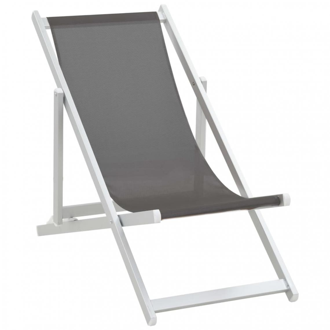 Icaverne - Icaverne - Chaises d'extérieur ensemble Chaises de plage pliables 2 pcs Gris Aluminium et textilène - Chaises de jardin