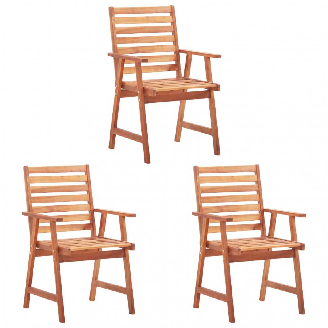 Chunhelife - Chaises de salle à manger d'extérieur 3 pcs Acacia massif - Chaises de jardin