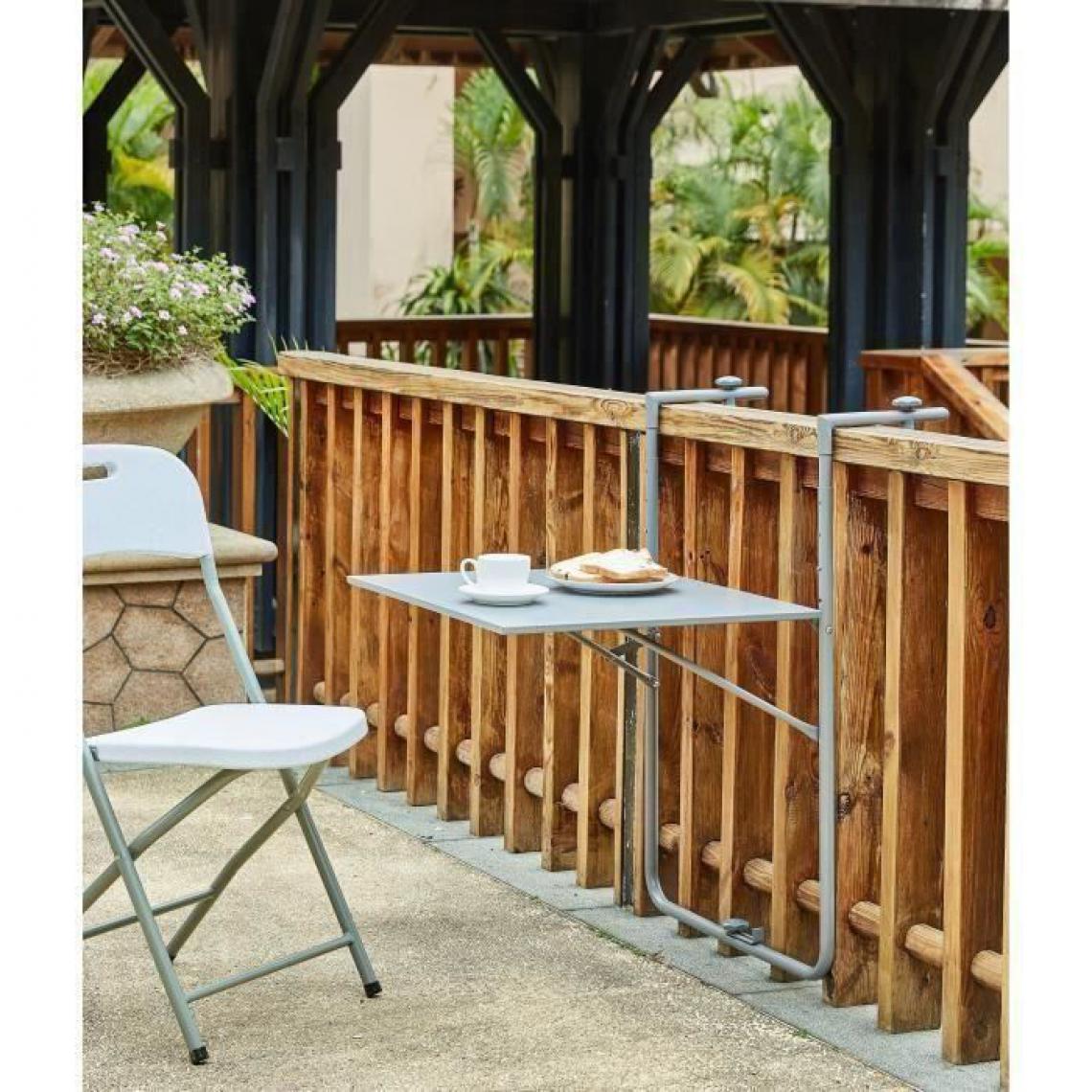 Cstore - Table de balcon rabattable en Acier - 60 x 78 x 86-101 cm - Bleu - Ensembles canapés et fauteuils