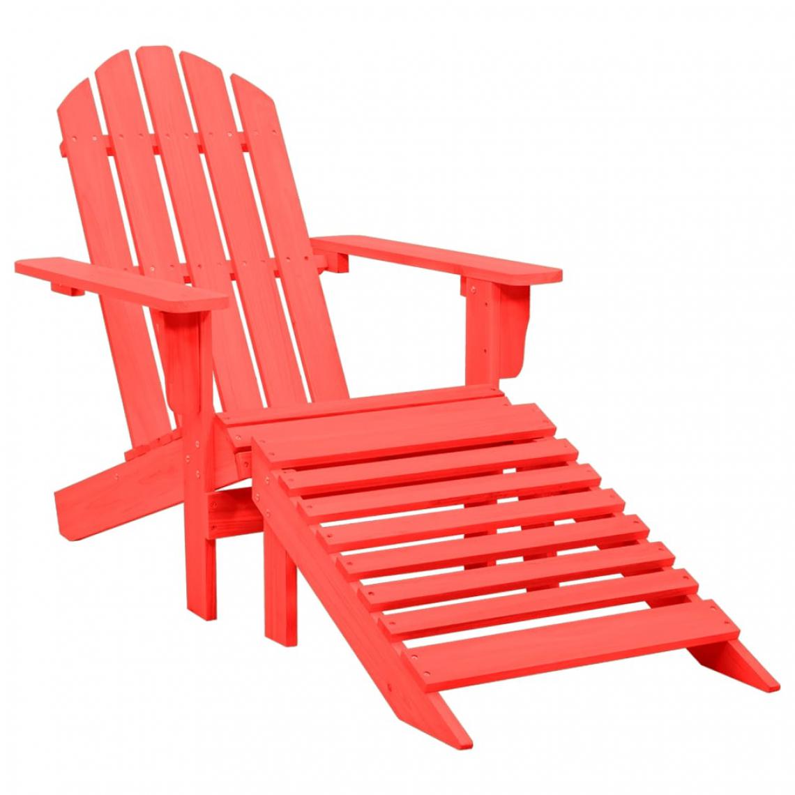 Vidaxl - vidaXL Chaise de jardin Adirondack avec pouf Bois de sapin Rouge - Chaises de jardin