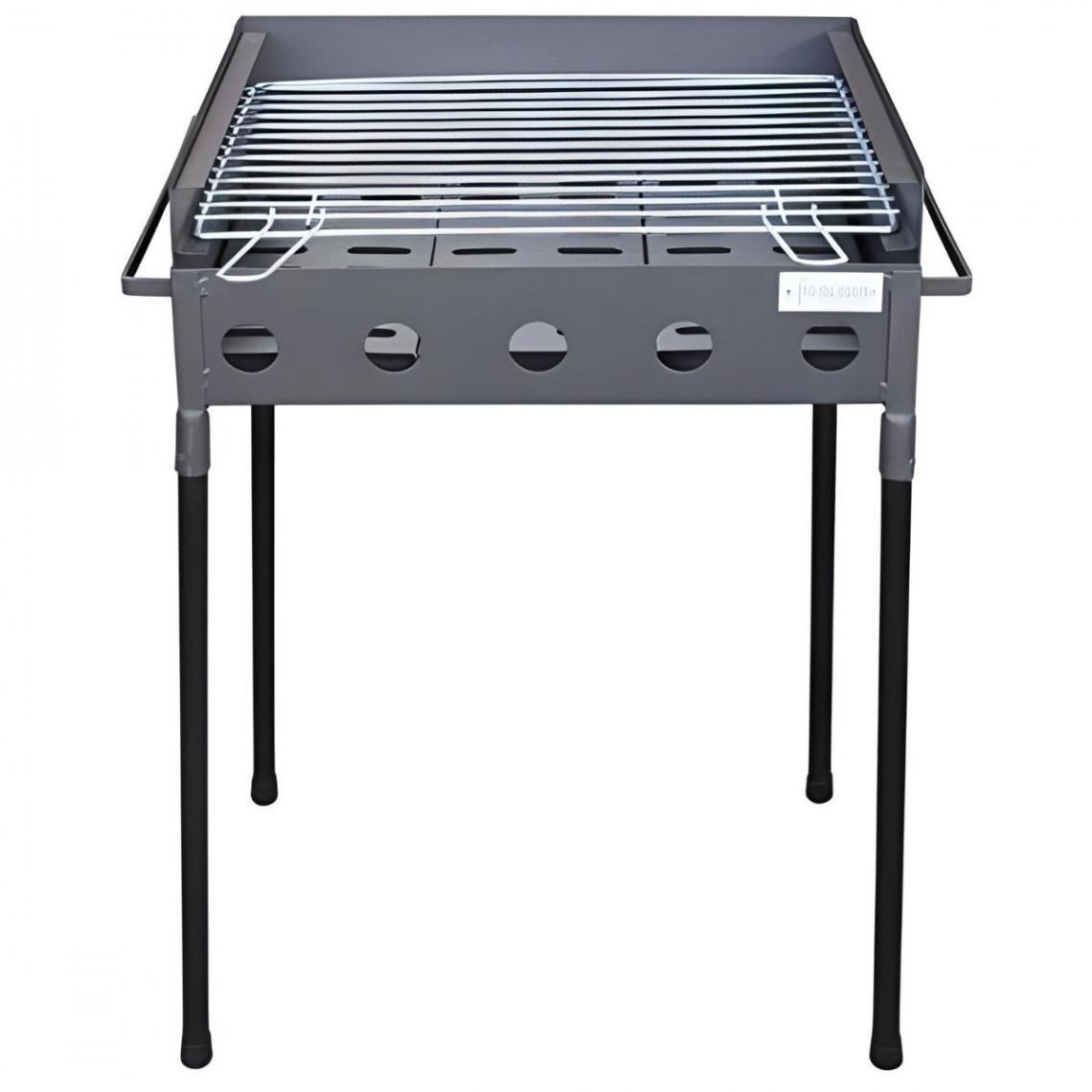 Visiodirect - Barbecue Double hauteur en Zinc coloris Gris - 51 x 33 x 62 cm - Barbecues charbon de bois