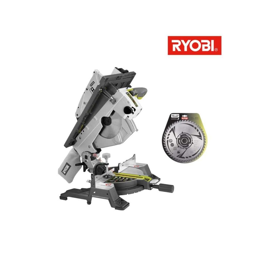 Ryobi - Pack RYOBI scie sur table et onglet électrique 1800W 254mm RTMS1800-G - lame carbure pour scies à coupe d'onglet 254mm SB254T48A1 - Scies circulaires