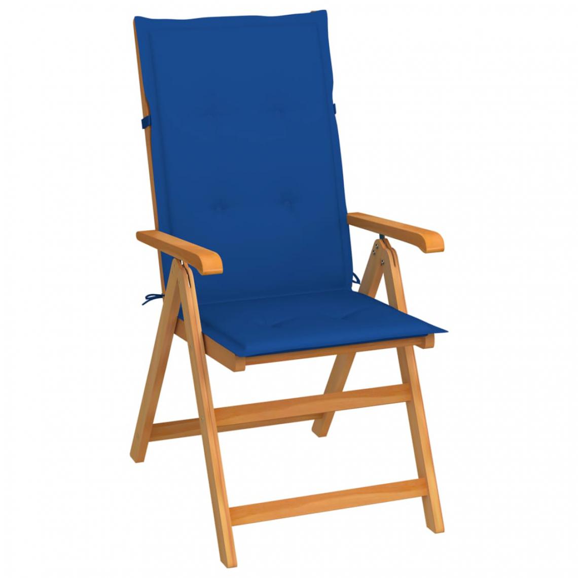 Vidaxl - vidaXL Chaise de jardin avec coussins bleu royal Bois de teck massif - Chaises de jardin
