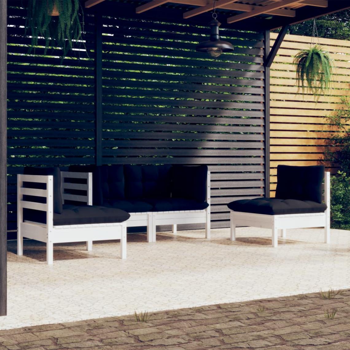 Vidaxl - vidaXL Salon de jardin 4 pcs avec coussins Bois de pin massif - Ensembles canapés et fauteuils