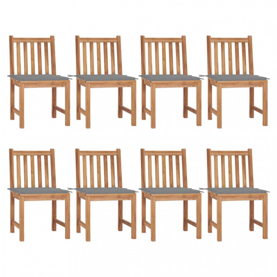 Vidaxl - vidaXL Chaises de jardin 8 pcs avec coussins Bois de teck massif - Chaises de jardin