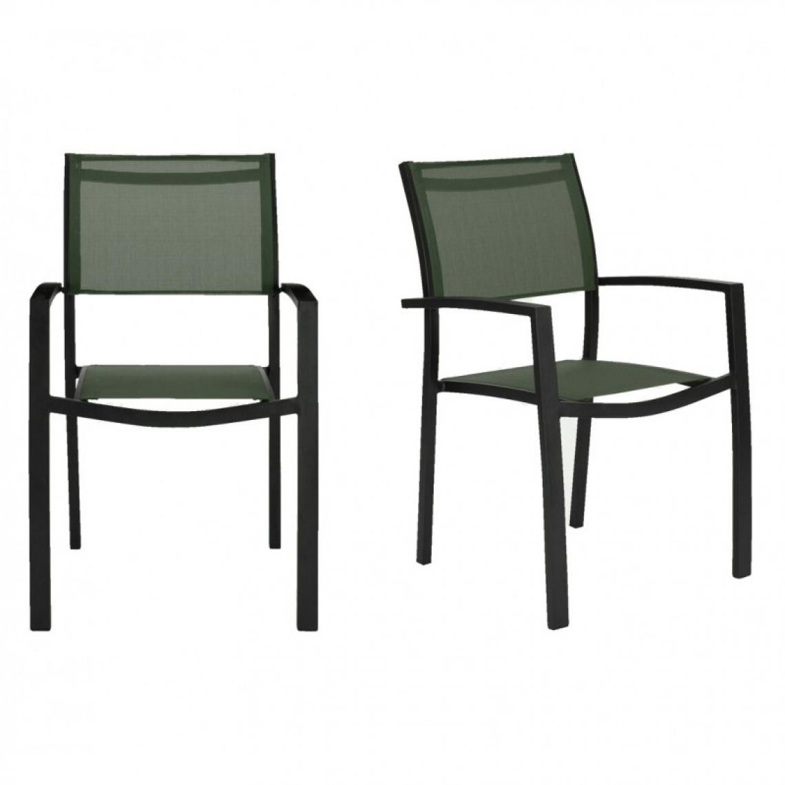 Meubletmoi - Lot de 2 chaises de jardin empilables en aluminium vert - LEXA 6504 - Chaises de jardin