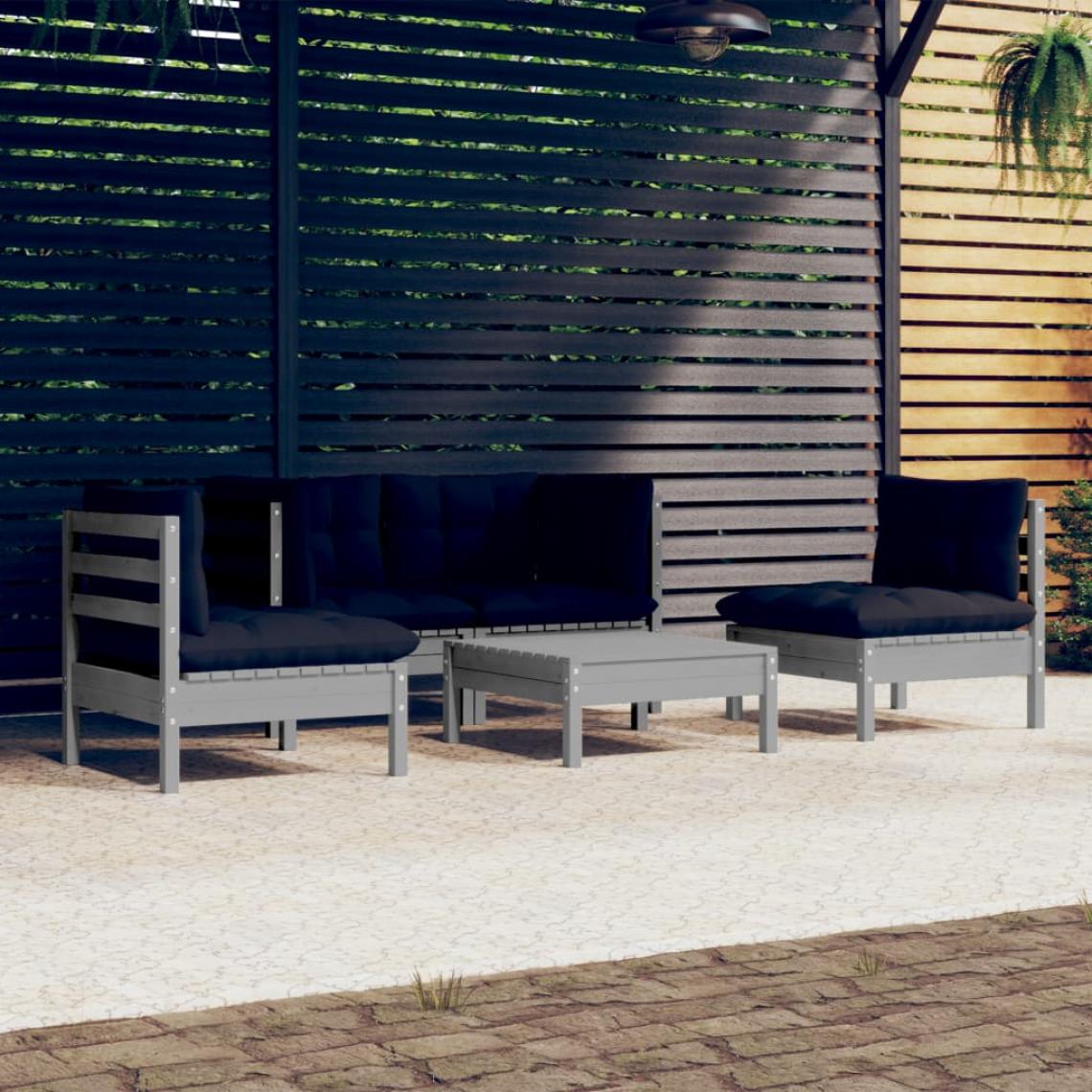 Vidaxl - vidaXL Salon de jardin 5 pcs avec coussins Bois de pin massif - Ensembles canapés et fauteuils
