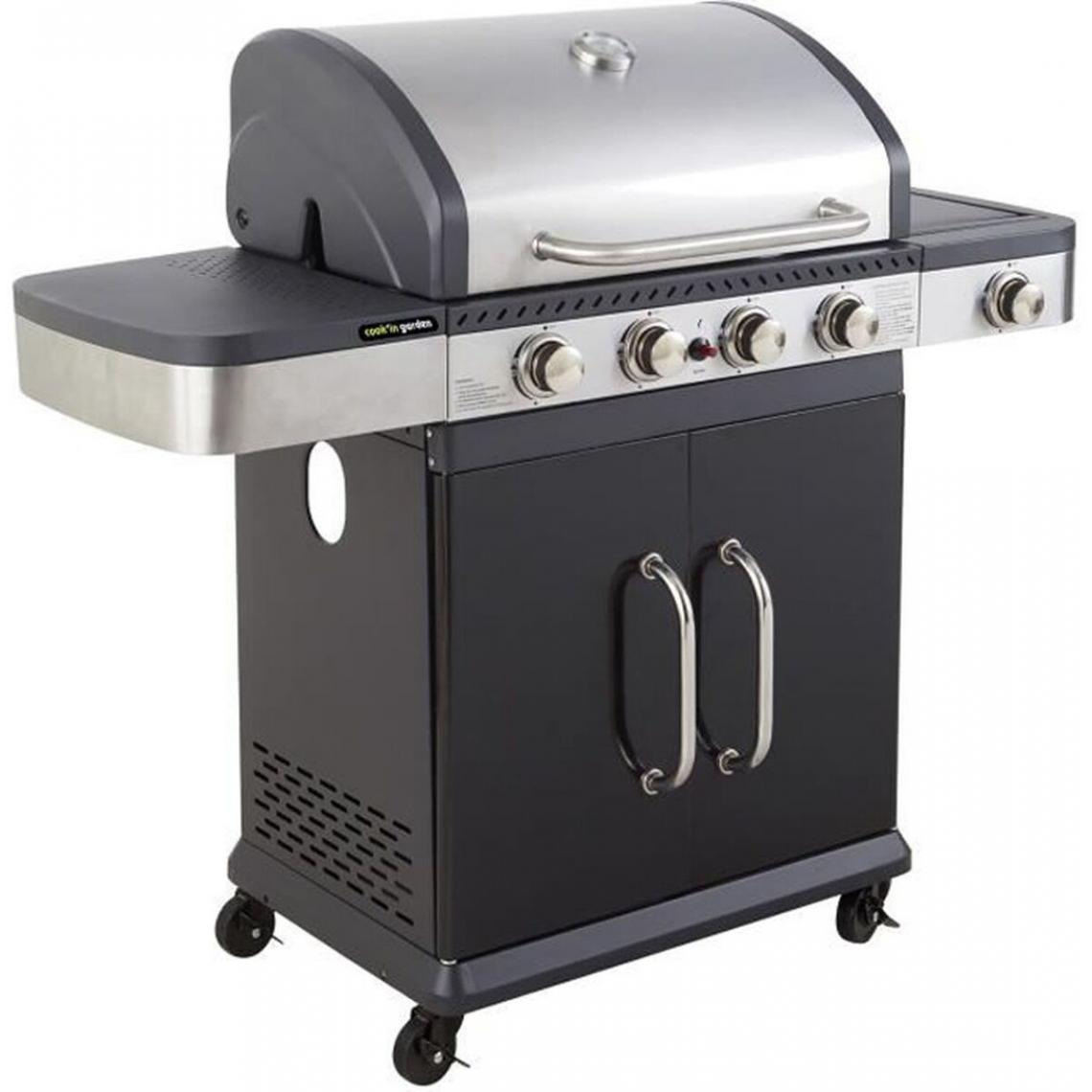 Cook'In Garden - Barbecue à Gaz 4 Brûleurs et réchaud latéral - FIDGI 4 - Barbecues gaz