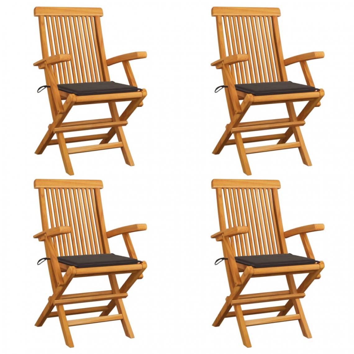 Vidaxl - vidaXL Chaises de jardin avec coussins taupe 4 pcs Bois de teck massif - Chaises de jardin