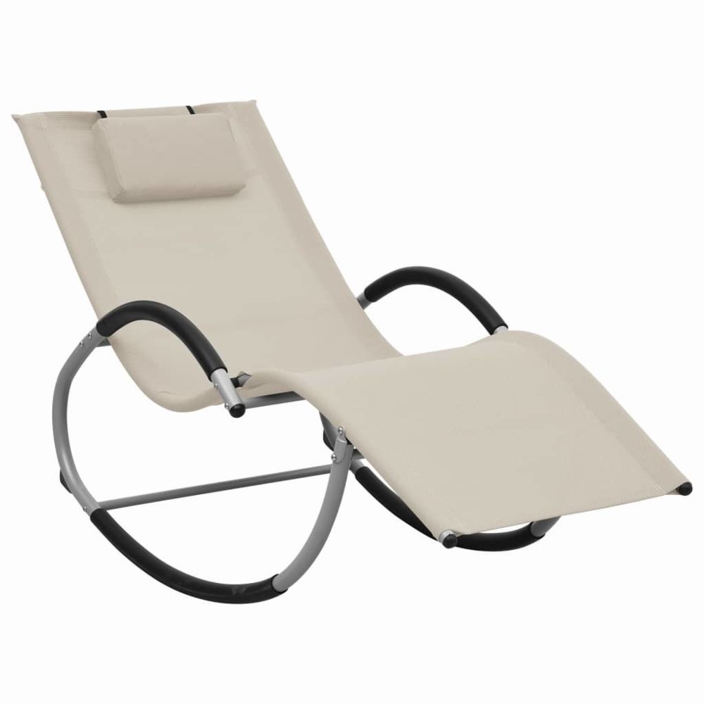 Uco - UCO Chaise longue avec oreiller Crème Textilène - Transats, chaises longues