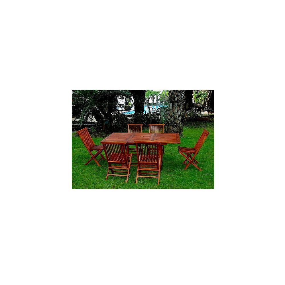 Concept Usine - Maya : Salon en teck huilé 6 pers 6 chaises + table rectangulaire huilée - Ensembles tables et chaises