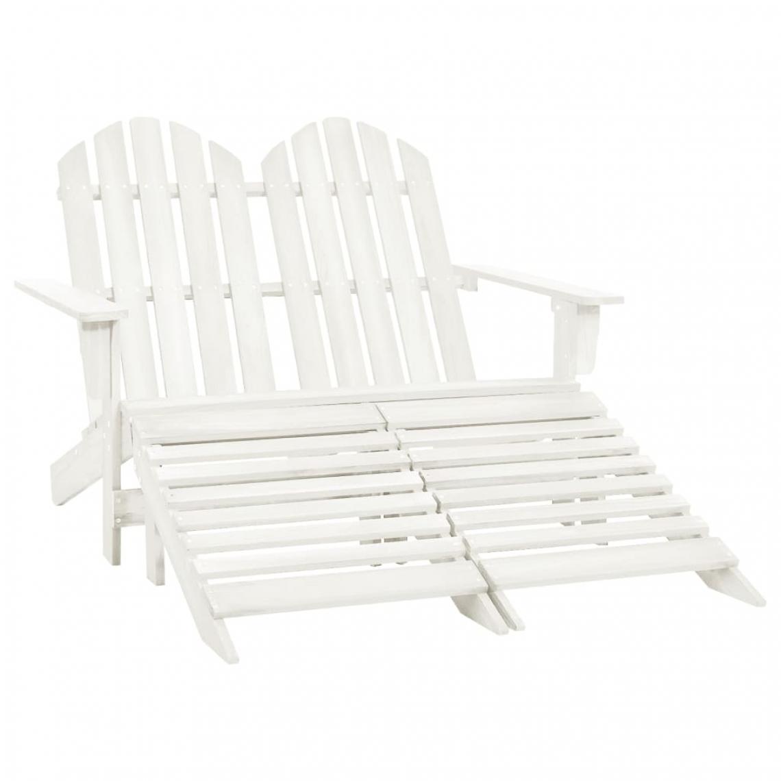 Vidaxl - vidaXL Chaise de jardin Adirondack 2 places et repose-pied Sapin Blanc - Chaises de jardin
