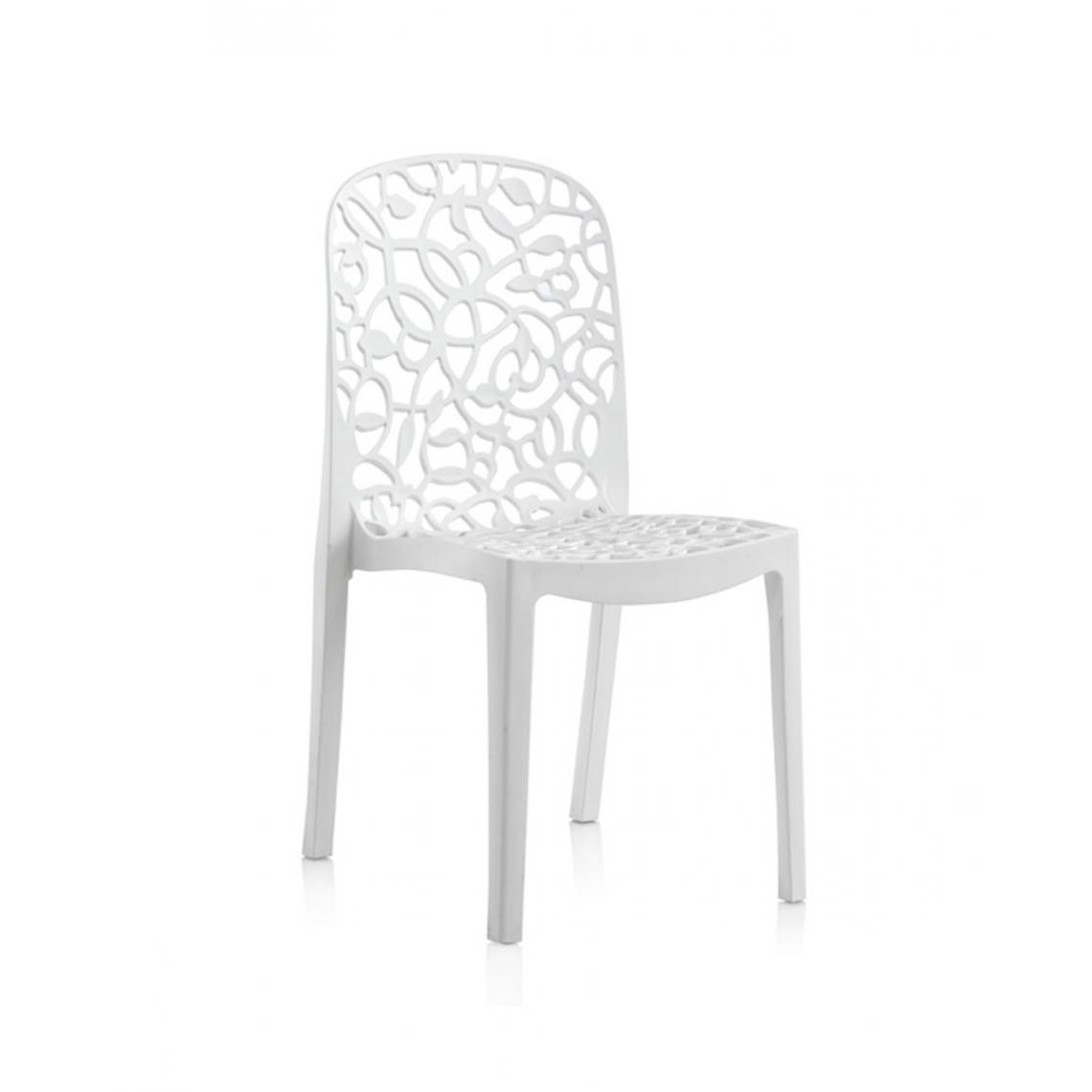 Pegane - Lot de 6 chaises de jardin empilables en résine coloris blanc - Longueur 47 x Profondeur 50 x Hauteur 87 cm - Chaises de jardin