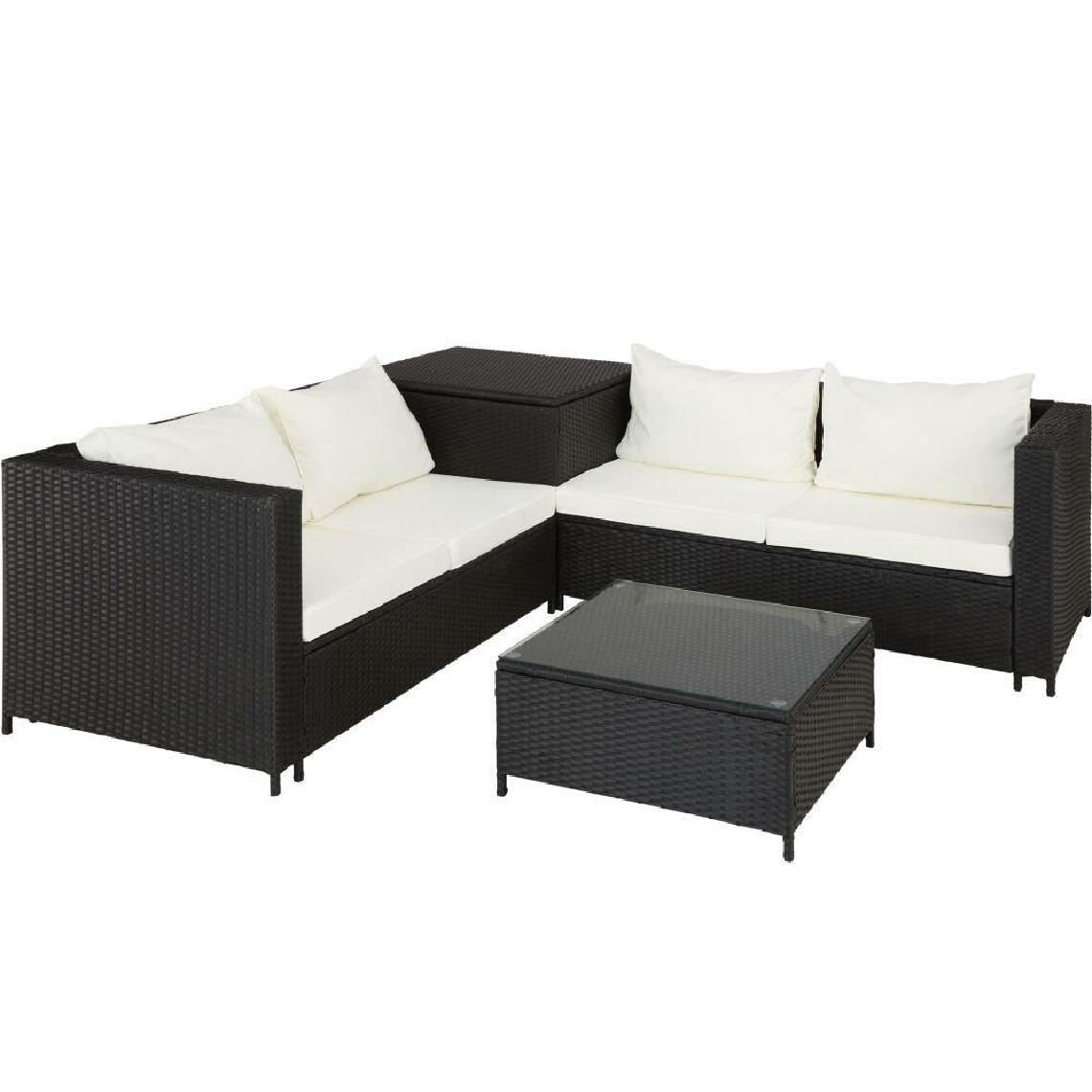 Helloshop26 - Canapé de jardin meuble 4 places avec coffre de rangement noir 2208090 - Ensembles canapés et fauteuils