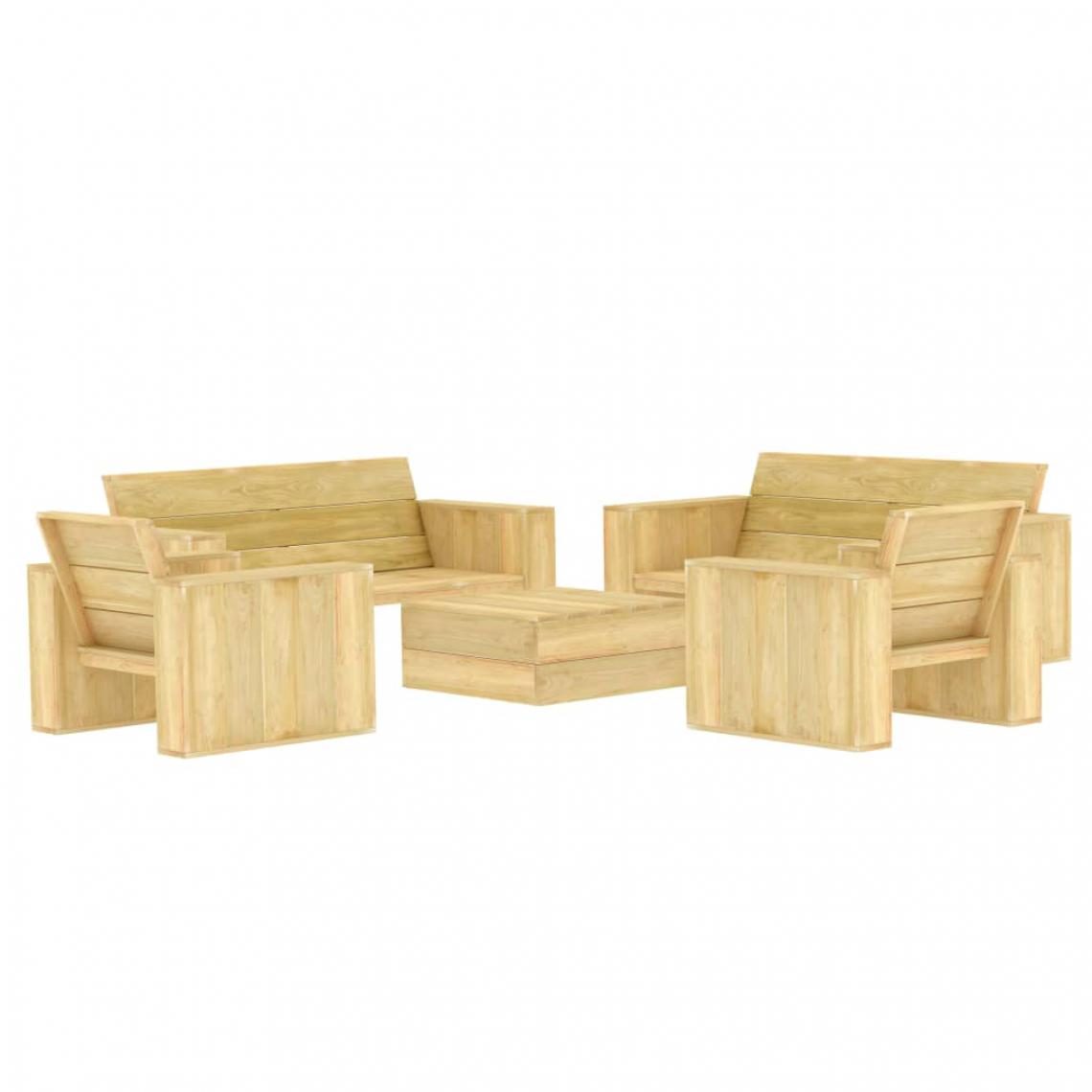 Chunhelife - Tables et chaises Salon de jardin 5 pcs Bois de pin imprégné - Ensembles tables et chaises