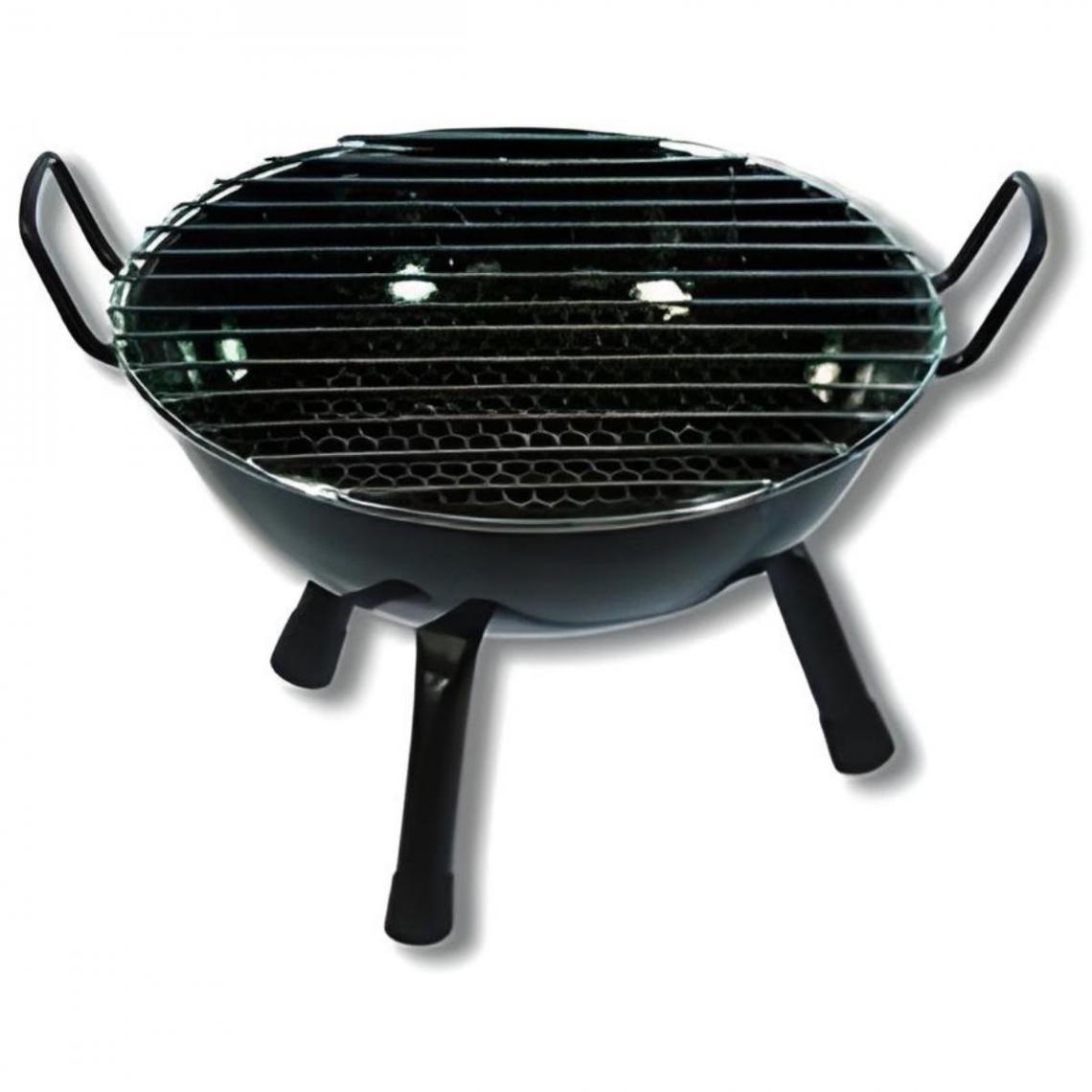 Visiodirect - Barbecue rond vitrifié pour table en Acier inoxydable coloris Noir - 36 x 20 cm - Barbecues charbon de bois