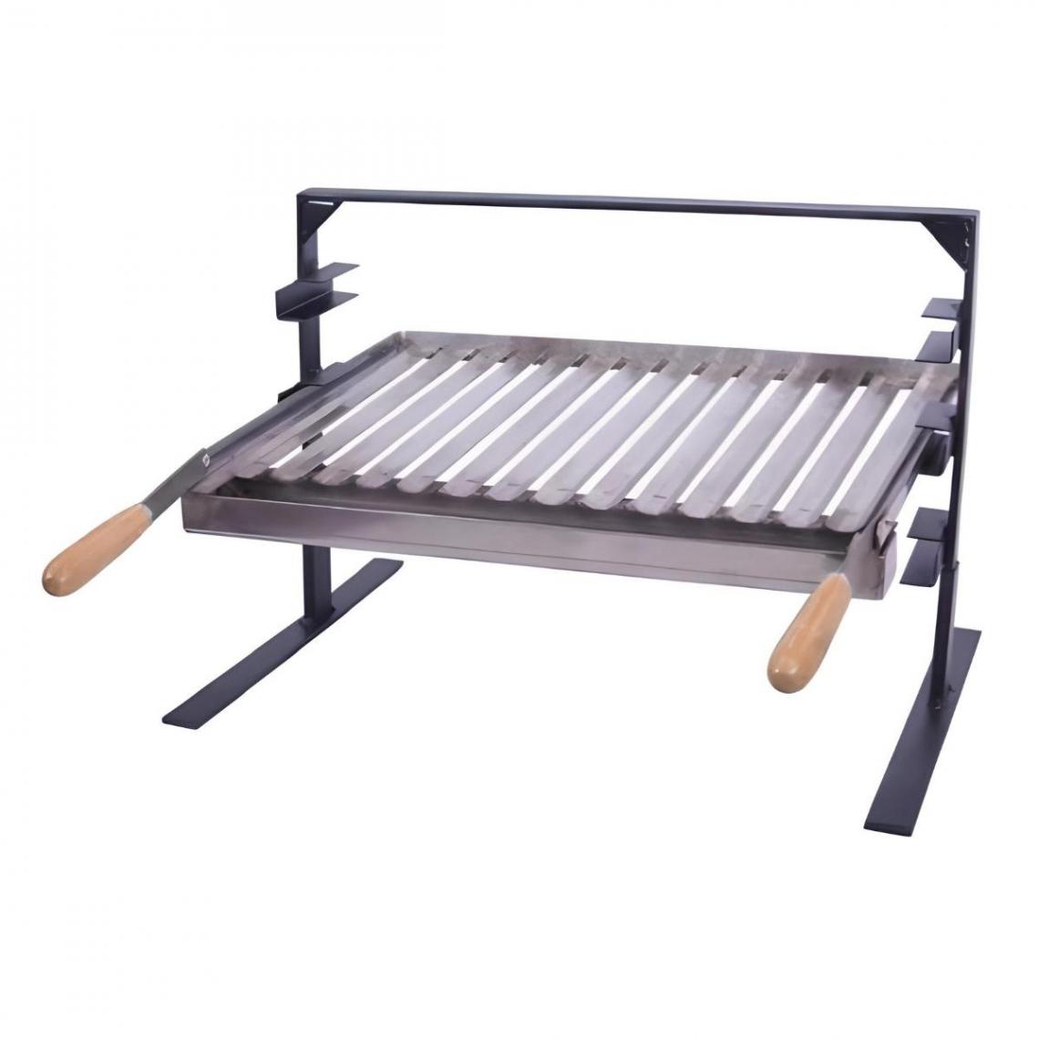 Visiodirect - Support Barbecue avec grille et récupérateur de graisse en Inox coloris Gris - 50x 41 x 42 cm - Accessoires barbecue