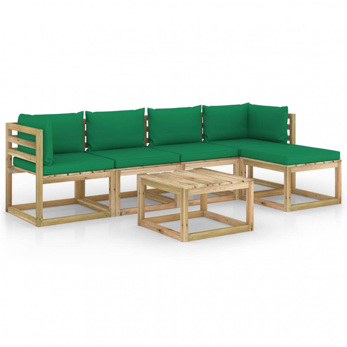 Vidaxl - vidaXL Salon de jardin 6 pcs avec coussins Bois de pin imprégné - Ensembles canapés et fauteuils