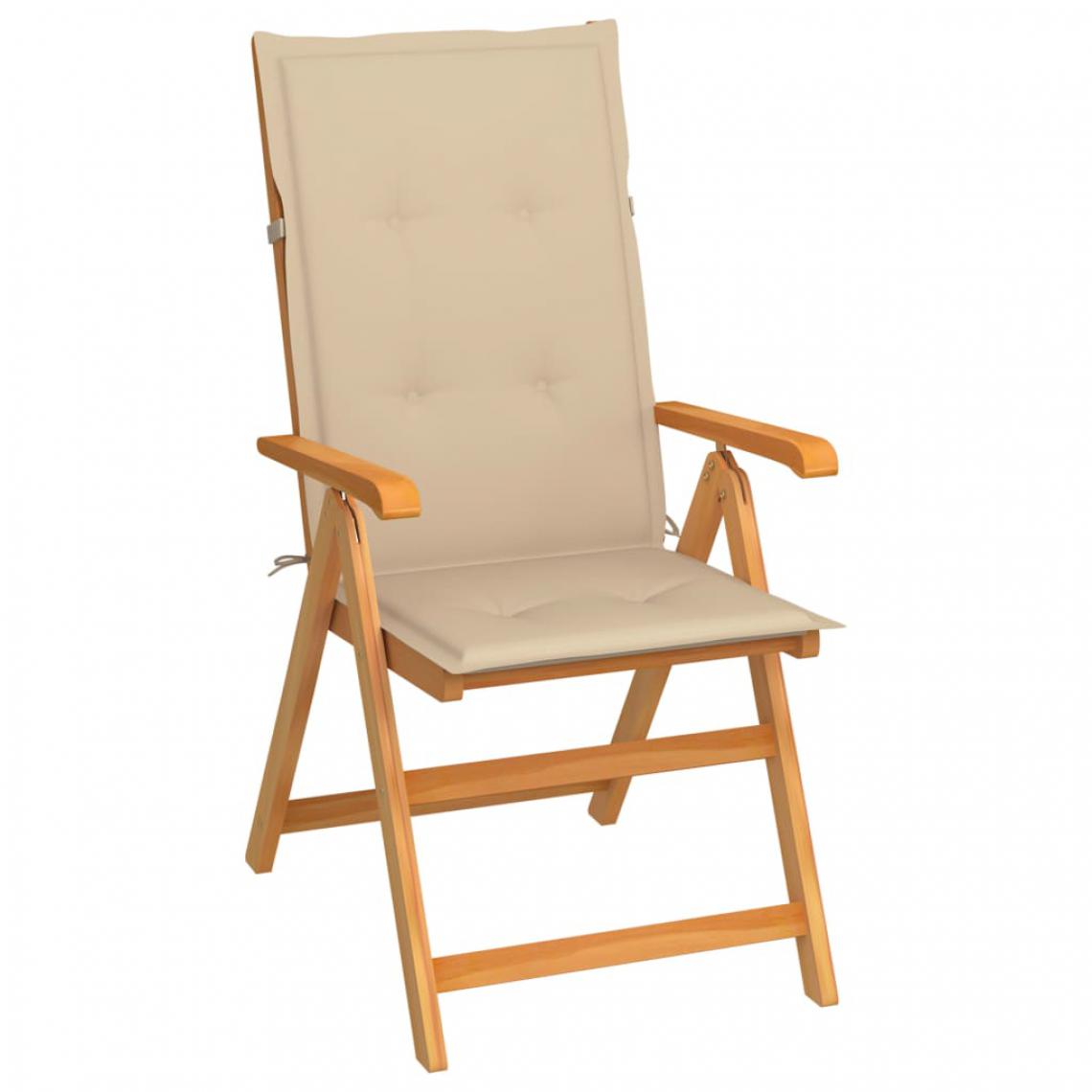 Vidaxl - vidaXL Chaise de jardin avec coussins beige Bois de teck massif - Chaises de jardin