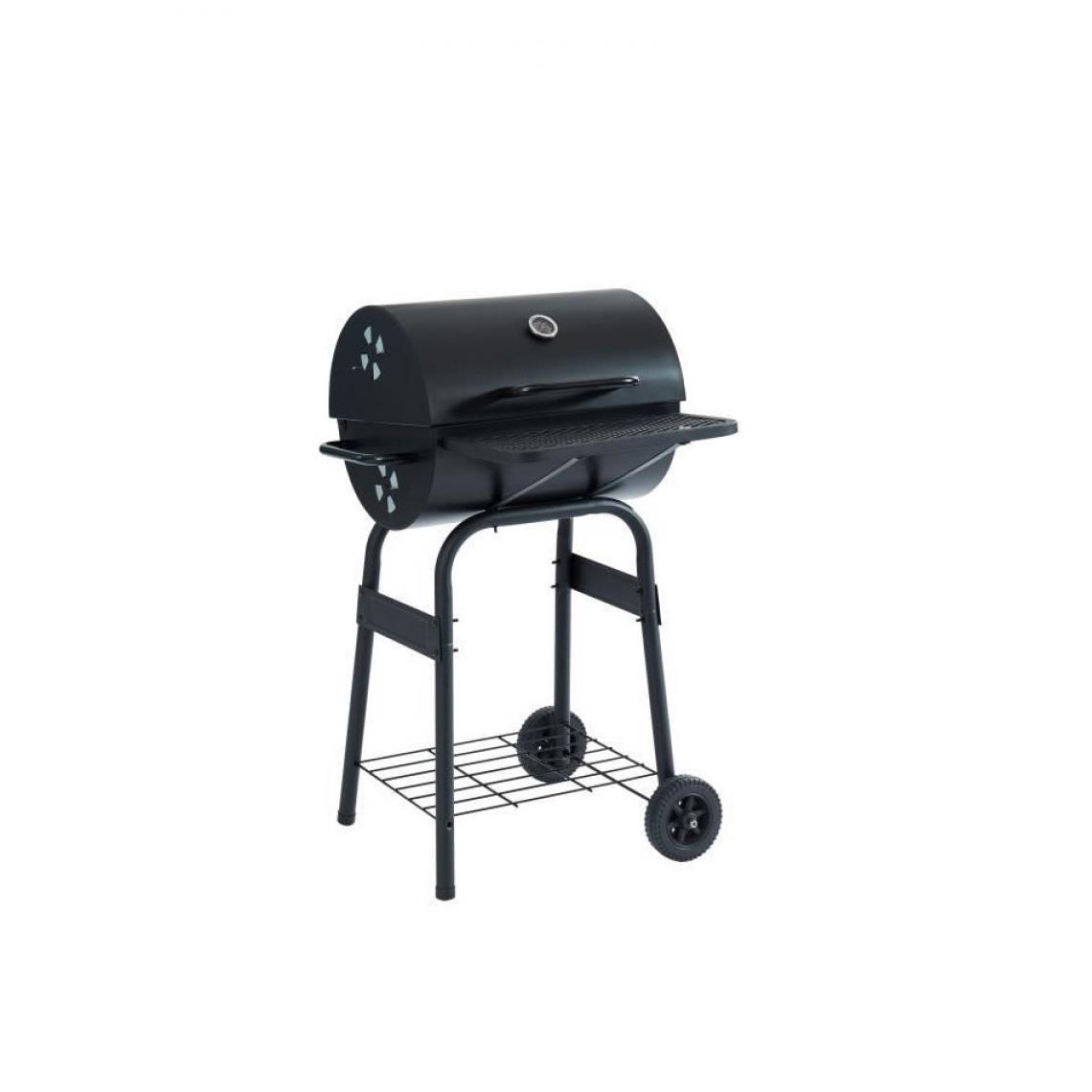 Cstore - JAMES Barbecue a charbon avec couvercle type fumoir - 2 roues et tablettes - 44 x 37 cm - Noir - Barbecues électriques