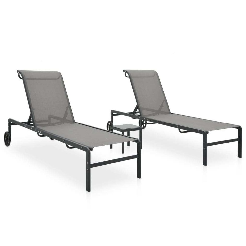 Vidaxl - vidaXL Chaises longues 2 pcs avec table Textilène et acier - Transats, chaises longues
