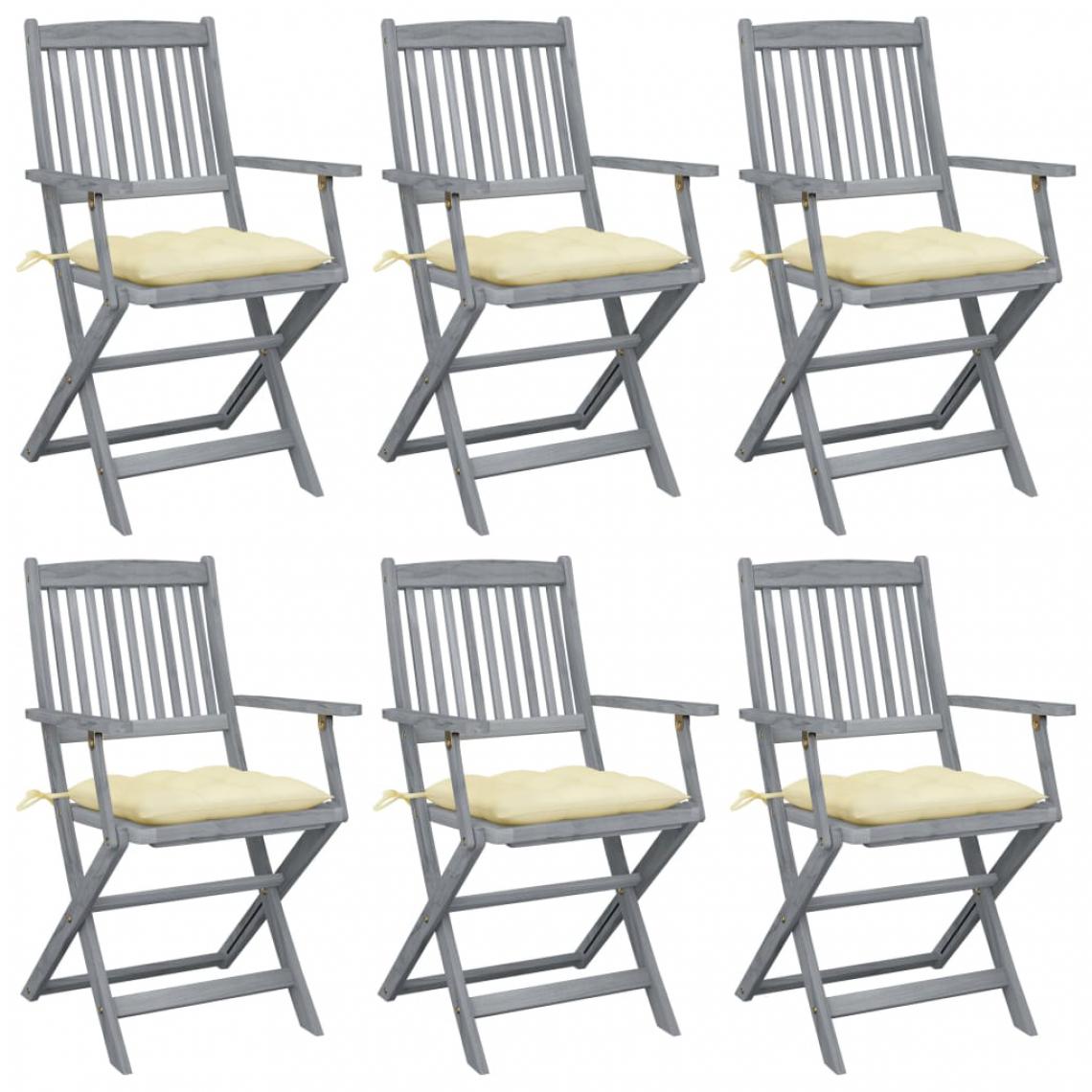 Vidaxl - vidaXL Chaises pliables d'extérieur 6 pcs avec coussins Bois d'acacia - Chaises de jardin