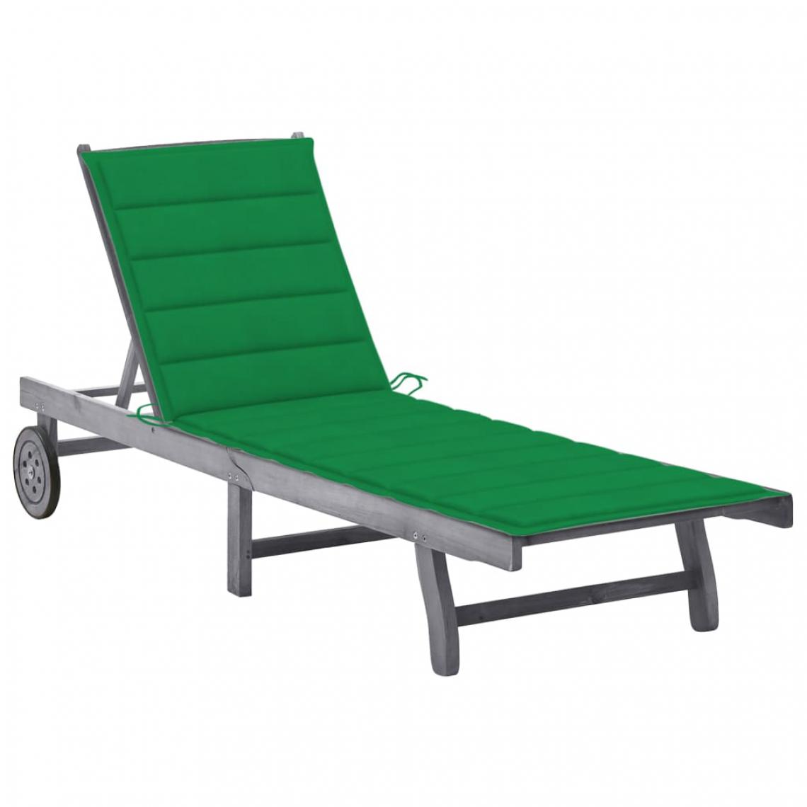 Vidaxl - vidaXL Chaise longue de jardin avec coussin Gris Bois d'acacia solide - Transats, chaises longues
