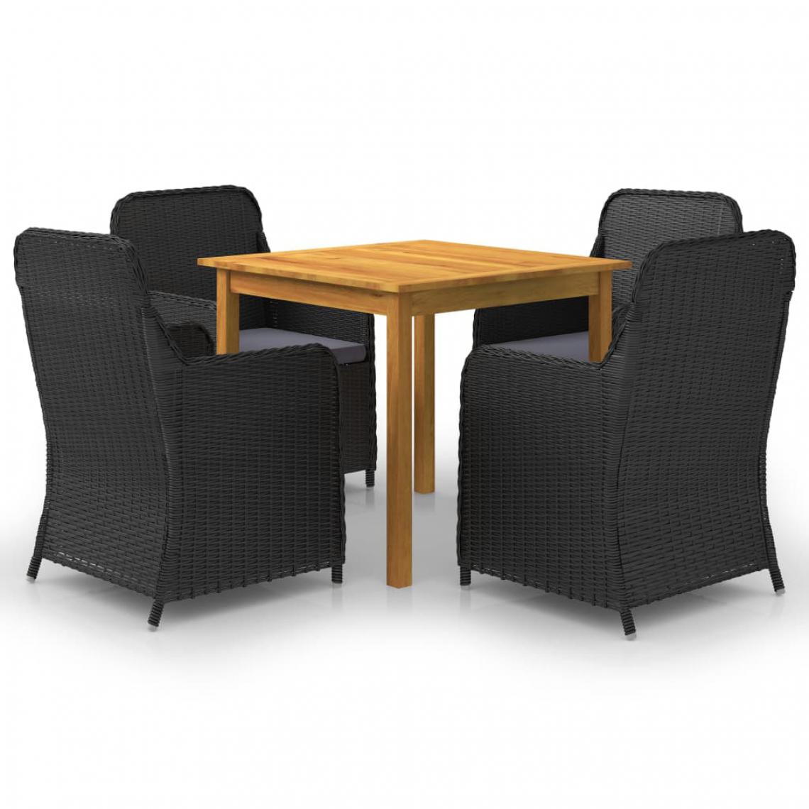 Chunhelife - Ensemble de salle à manger de jardin 5 pcs Noir - Ensembles tables et chaises