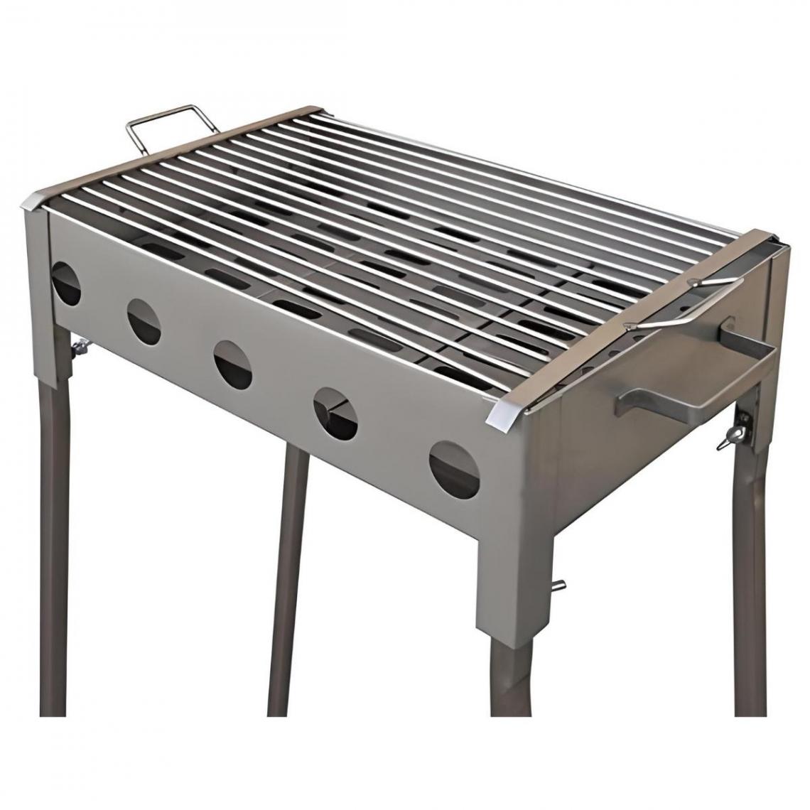 Visiodirect - Barbecue rectangulaire en acier inoxydable coloris Gris - 33 x 33 x 60 cm - Barbecues charbon de bois