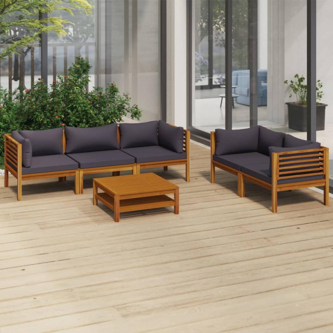 Vidaxl - vidaXL Salon de jardin 6 pcs avec coussin Bois d'acacia solide - Ensembles canapés et fauteuils