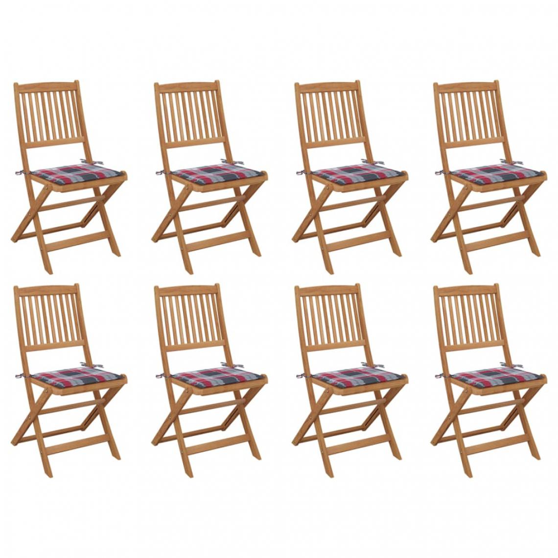Vidaxl - vidaXL Chaises pliables d'extérieur avec coussins 8 pcs Bois d'acacia - Chaises de jardin