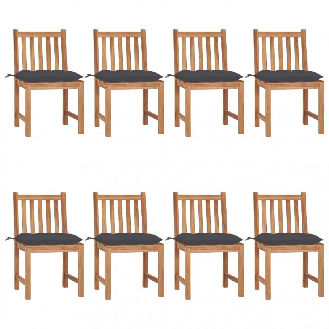 Vidaxl - vidaXL Chaises de jardin 8 pcs avec coussins Bois de teck massif - Chaises de jardin