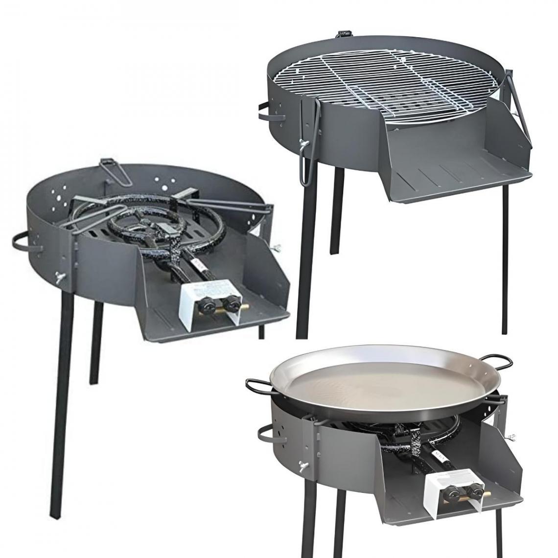 Visiodirect - Barbecue rond avec support en Acier inoxydable coloris noir - 50 x 81 x 93 cm - Barbecues gaz