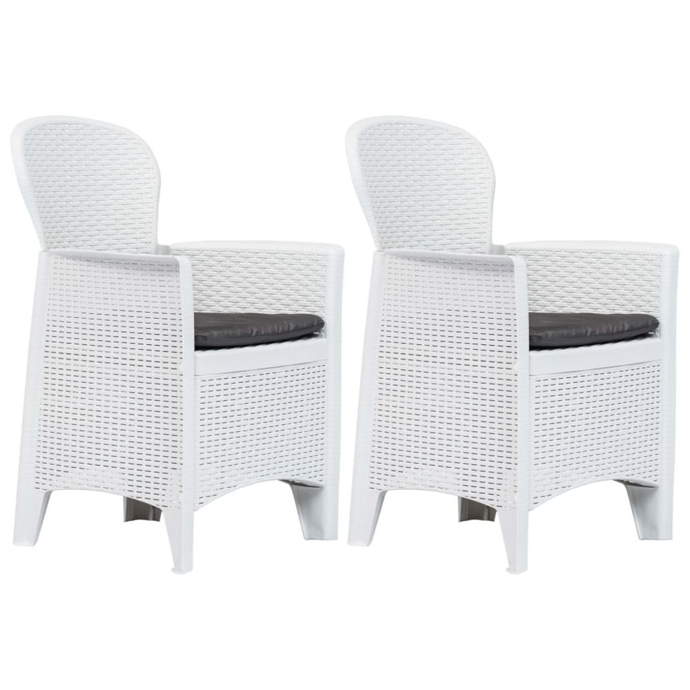 Vidaxl - Chaise de jardin 2 pièces et coussin Blanc Plastique Aspect rotin - Chaises de jardin