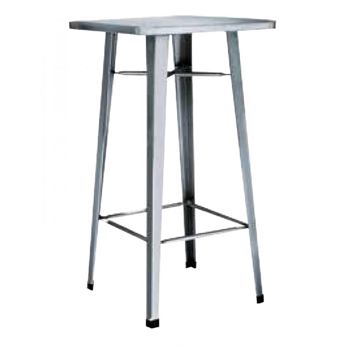 Pegane - Table haute en tôle galvanisée coloris gris - Dim : L.60 x P.60 x H.108 cm -A USAGE PROFESSIONNEL - PEGANE - - Tables de jardin