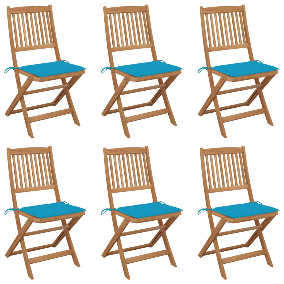 Vidaxl - vidaXL Chaises pliables de jardin 6 pcs avec coussins Bois d'acacia - Chaises de jardin
