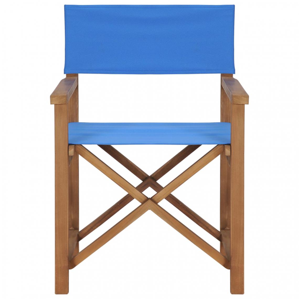 Icaverne - Icaverne - Chaises de jardin ensemble Chaise de metteur en scène Bois de teck solide Bleu - Chaises de jardin