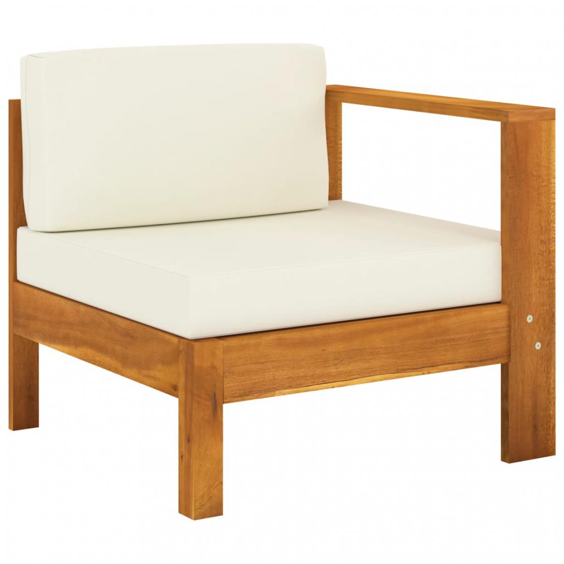 Vidaxl - vidaXL Canapé central avec 1 accoudoir Blanc crème Acacia solide - Ensembles canapés et fauteuils